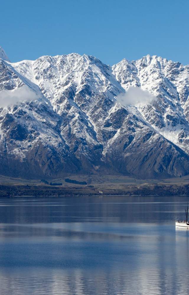 TSS Earnslaw on Lake Wakatipu in winter